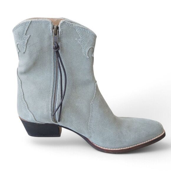 Free People New Frontier Suede Western Style Boots "Dusty Blue" Women's 9/40 - Picture 7 of 12
